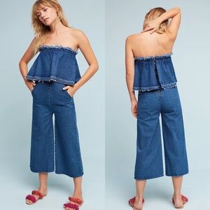 Anthropologie Hei Hei Tiered Denim Jumpsuit XS
